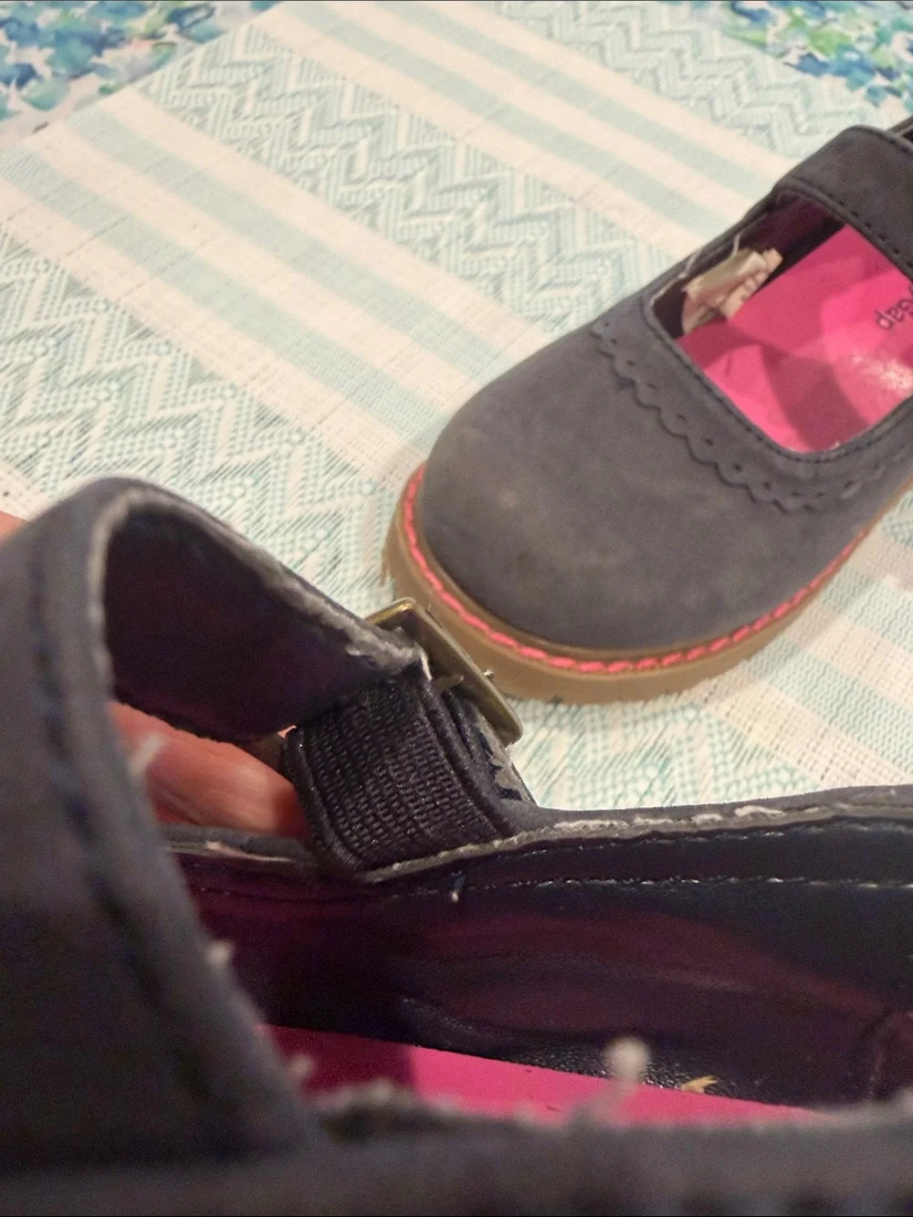 GAP Navy Mary Jane Shoes with Pink Insole Toddler size 9